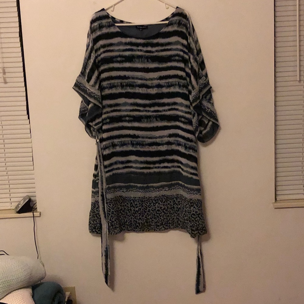 Gray and black striped dress